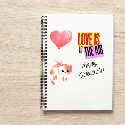 Love is in the Air Romantic Notebook Valentine's day Lovely Cat
