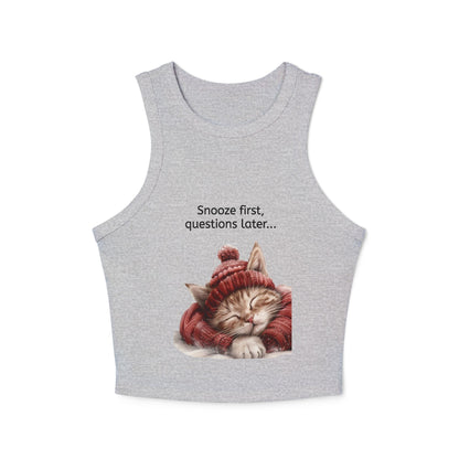 Tank Top with Cat Design Napping