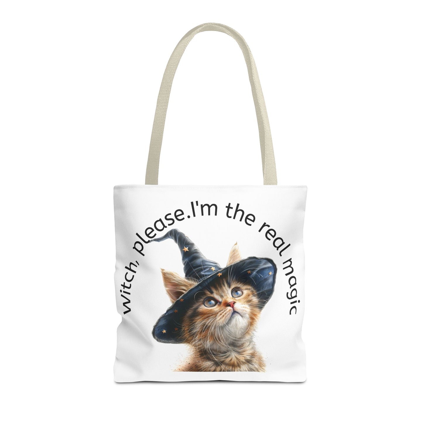 Tote Bag Cat Design with Witch Hat- Cat lovers- Cat moms