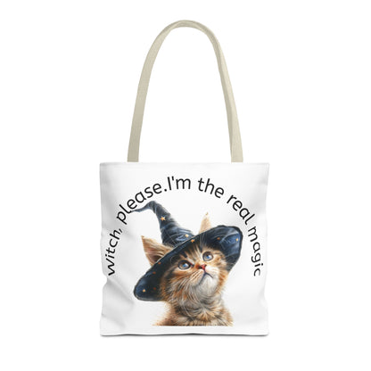 Tote Bag Cat Design with Witch Hat- Cat lovers- Cat moms