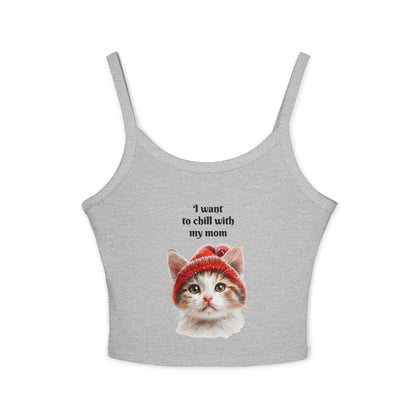 Women's Spaghetti Strap Tank Top Cat Chilling