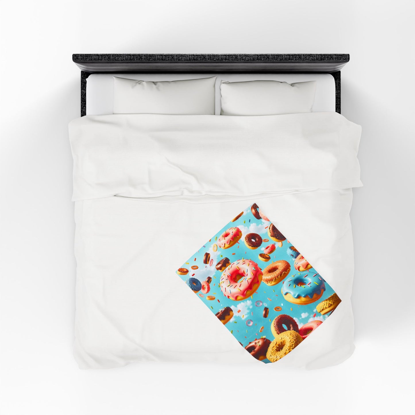 Donut Velveteen Plush Blanket, Mom Gift, Granma Gift, Cozy Home Decor, Soft Throw for Gift, Blanket for Kids, Flower Pattern Blanket