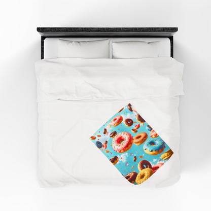 Donut Velveteen Plush Blanket, Mom Gift, Granma Gift, Cozy Home Decor, Soft Throw for Gift, Blanket for Kids, Flower Pattern Blanket