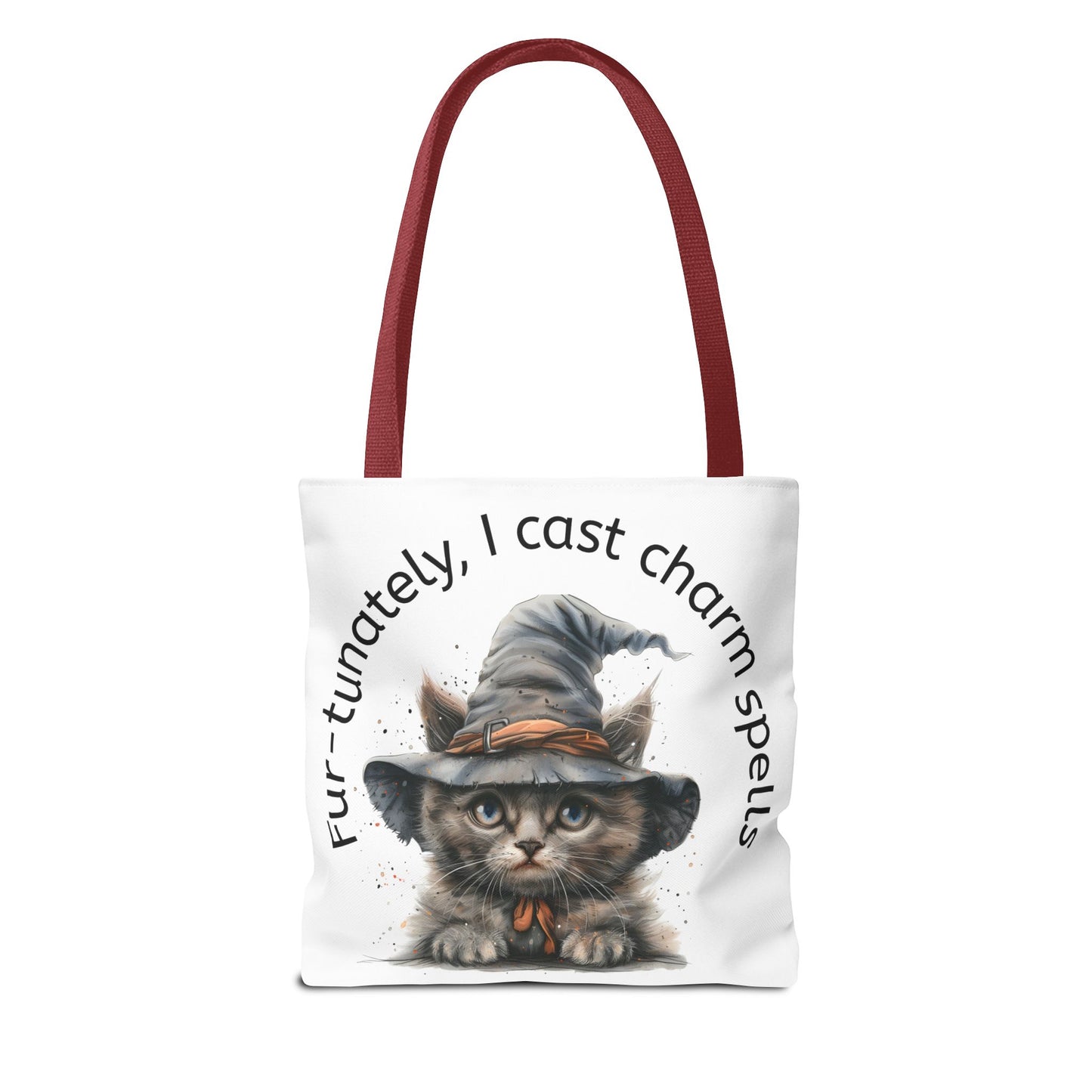 Tote Bag Cat Design with Witch Hat- Cat lovers- Cat moms