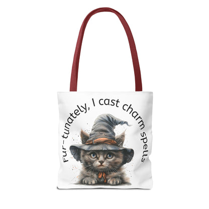 Tote Bag Cat Design with Witch Hat- Cat lovers- Cat moms