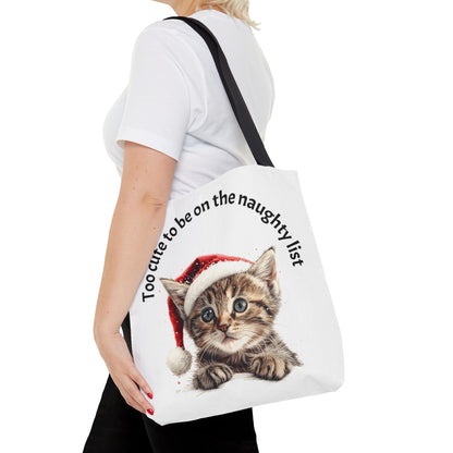 Cat Tote Bag Too cute to be on the naughty list