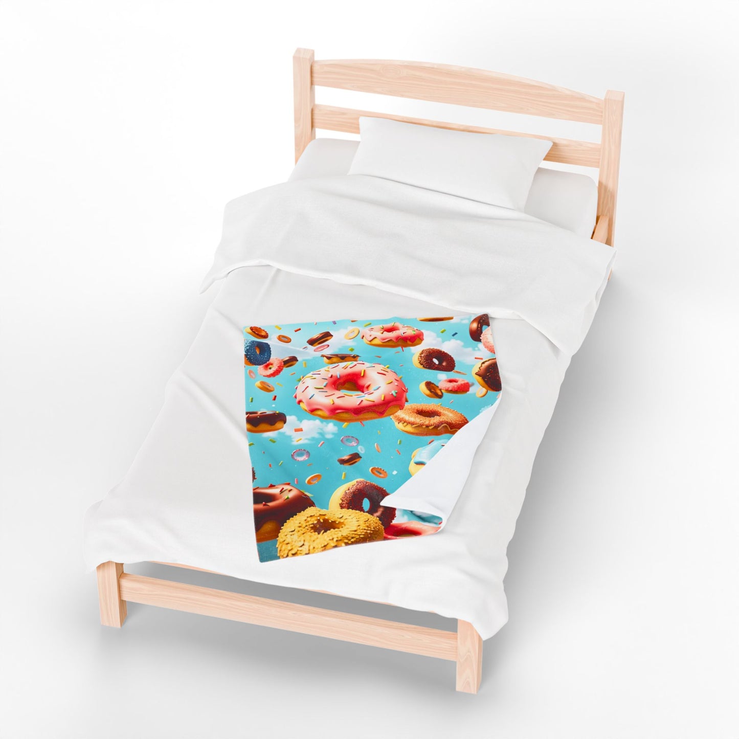 Donut Velveteen Plush Blanket, Mom Gift, Granma Gift, Cozy Home Decor, Soft Throw for Gift, Blanket for Kids, Flower Pattern Blanket