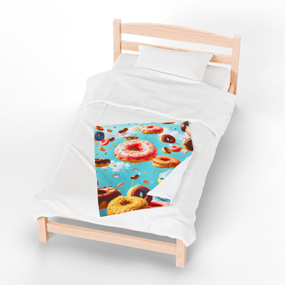 Donut Velveteen Plush Blanket, Mom Gift, Granma Gift, Cozy Home Decor, Soft Throw for Gift, Blanket for Kids, Flower Pattern Blanket