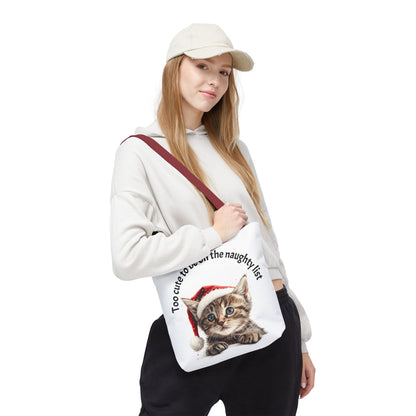 Cat Tote Bag Too cute to be on the naughty list