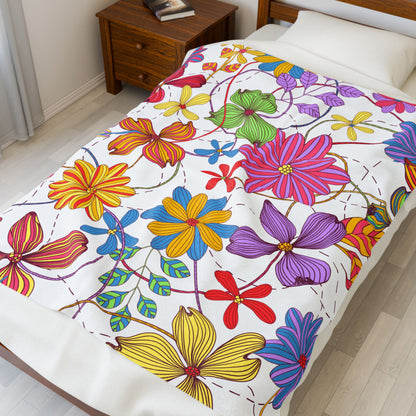 Colourful Floral Mom Plush Blanket, Mother Day, Mom Gift, Cozy Home Decor, Soft Throw for Gift, Blanket for Kids, Flower Pattern Blanket