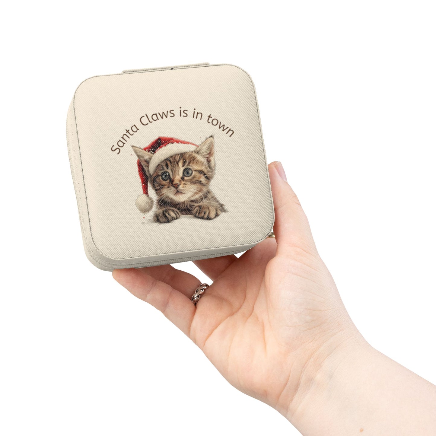 Santa Claw Cat Jewelry Travel Case, Christmas Gift, Cute Organizer, Gift for Cat Lovers, Travel Jewelry Box, Perfect for Special Occasions