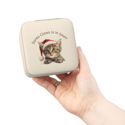 Santa Claw Cat Jewelry Travel Case, Christmas Gift, Cute Organizer, Gift for Cat Lovers, Travel Jewelry Box, Perfect for Special Occasions