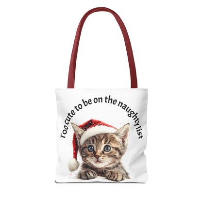 Cat Tote Bag Too cute to be on the naughty list