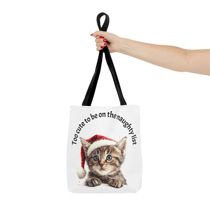 Cat Tote Bag Too cute to be on the naughty list