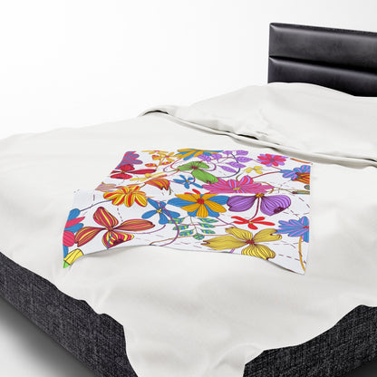 Colourful Floral Mom Plush Blanket, Mother Day, Mom Gift, Cozy Home Decor, Soft Throw for Gift, Blanket for Kids, Flower Pattern Blanket