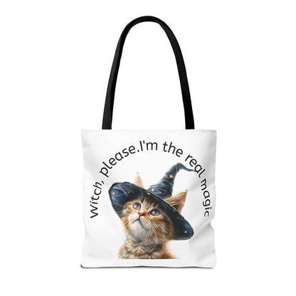 Tote Bag Cat Design with Witch Hat- Cat lovers- Cat moms