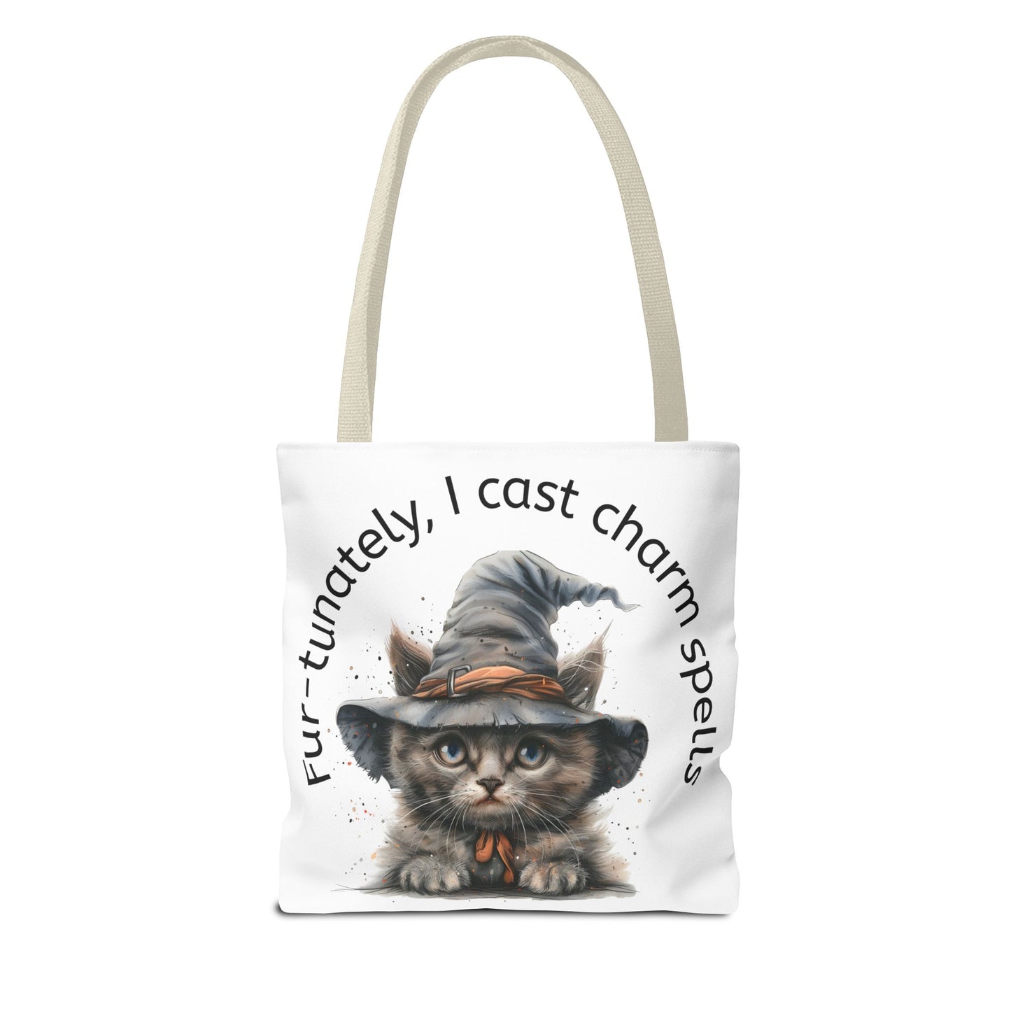 Tote Bag Cat Design with Witch Hat- Cat lovers- Cat moms