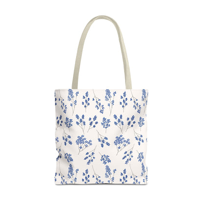 Floral Blue Tote Bag for Women | Durable Tote | Gift for Flower Lovers | Spring Style Bag