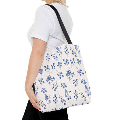 Floral Blue Tote Bag for Women | Durable Tote | Gift for Flower Lovers | Spring Style Bag