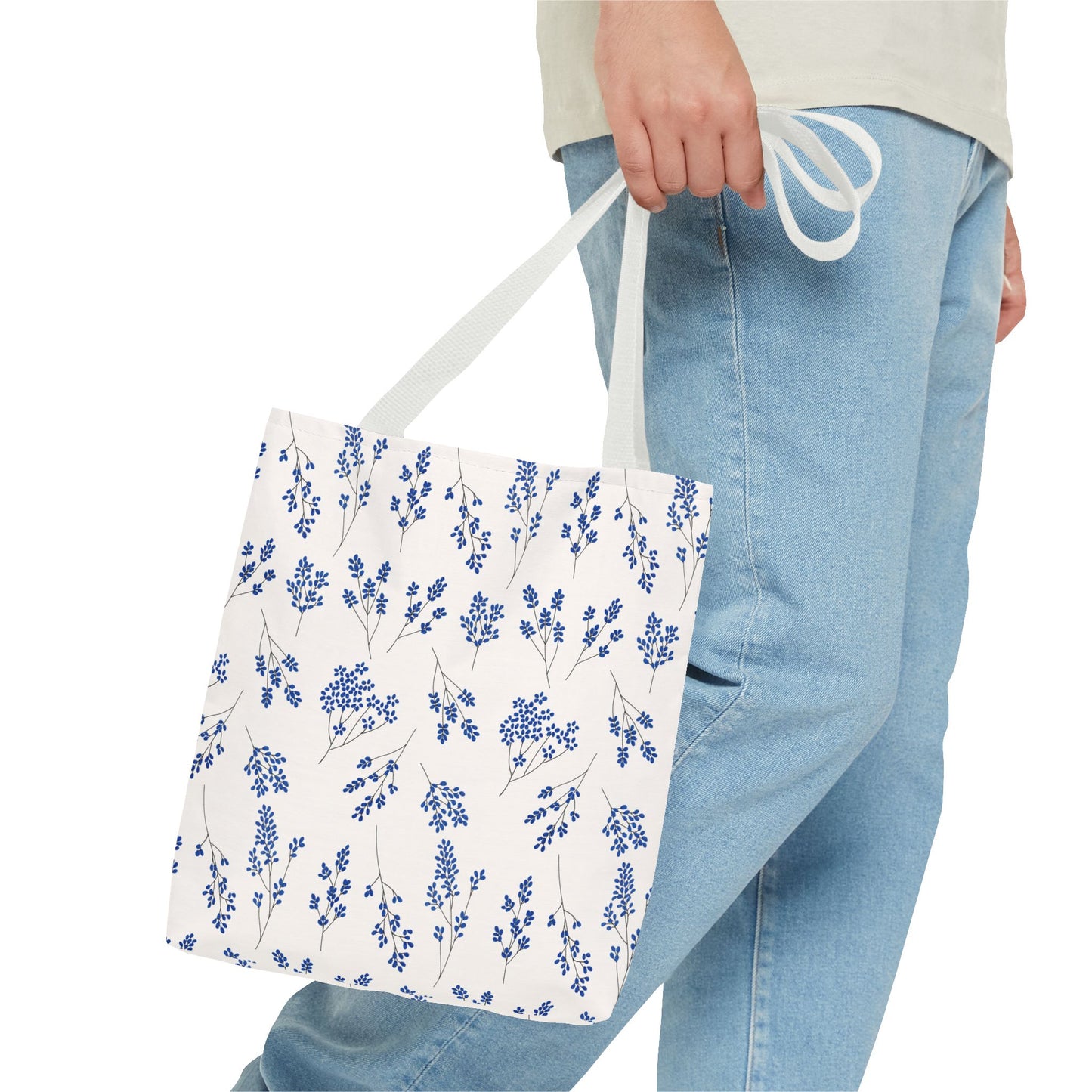 Floral Blue Tote Bag for Women | Durable Tote | Gift for Flower Lovers | Spring Style Bag