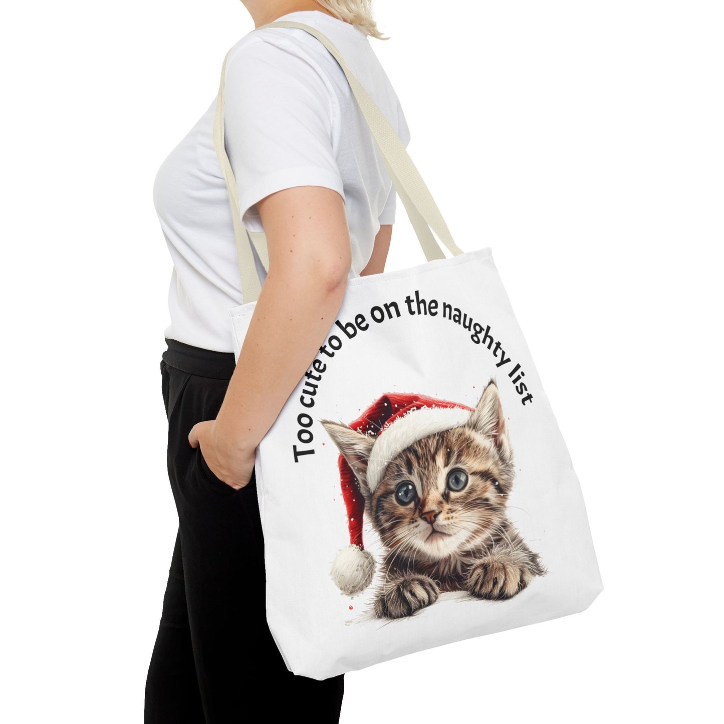 Cat Tote Bag Too cute to be on the naughty list