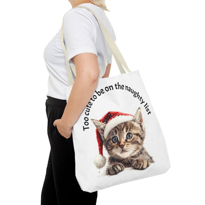 Cat Tote Bag Too cute to be on the naughty list
