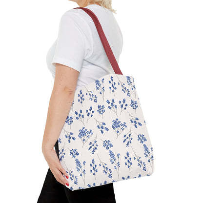 Floral Blue Tote Bag for Women | Durable Tote | Gift for Flower Lovers | Spring Style Bag