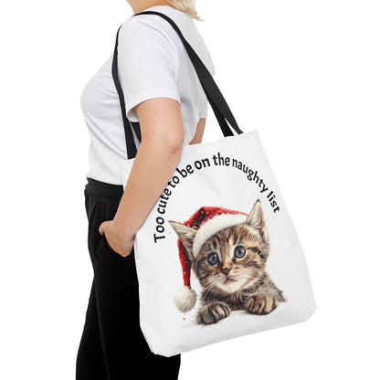 Cat Tote Bag Too cute to be on the naughty list