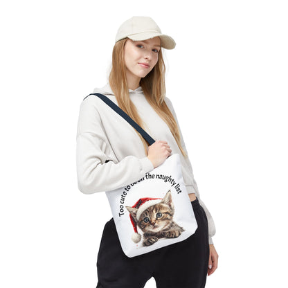 Cat Tote Bag Too cute to be on the naughty list