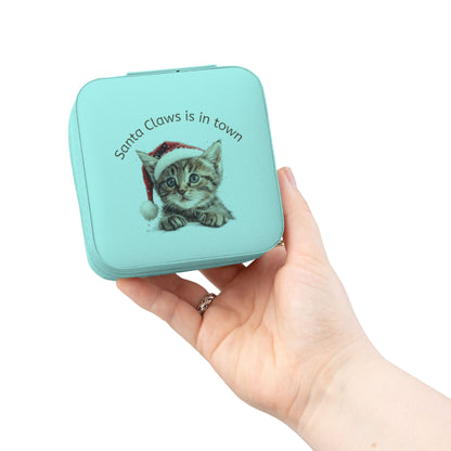 Santa Claw Cat Jewelry Travel Case, Christmas Gift, Cute Organizer, Gift for Cat Lovers, Travel Jewelry Box, Perfect for Special Occasions