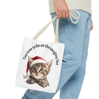 Cat Tote Bag Too cute to be on the naughty list