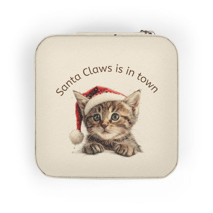 Santa Claw Cat Jewelry Travel Case, Christmas Gift, Cute Organizer, Gift for Cat Lovers, Travel Jewelry Box, Perfect for Special Occasions