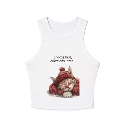Tank Top with Cat Design Napping