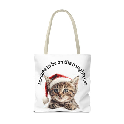 Cat Tote Bag Too cute to be on the naughty list