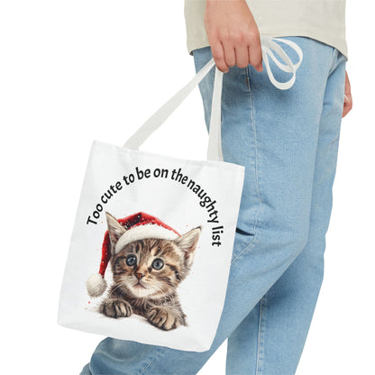 Cat Tote Bag Too cute to be on the naughty list