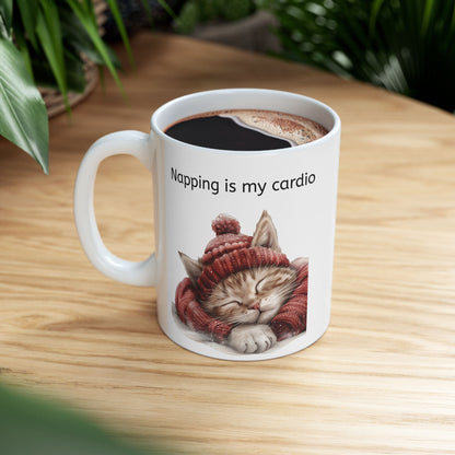 Cat Mug for Cat Lovers / Napping is my Cardio / Cute Cat Sleeping
