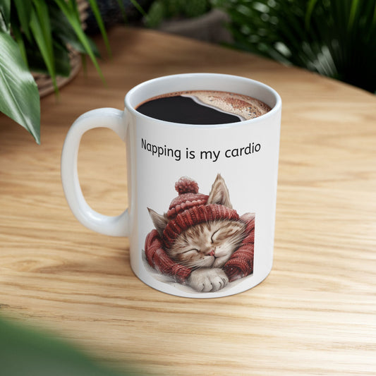 Cat Mug for Cat Lovers / Napping is my Cardio / Cute Cat Sleeping