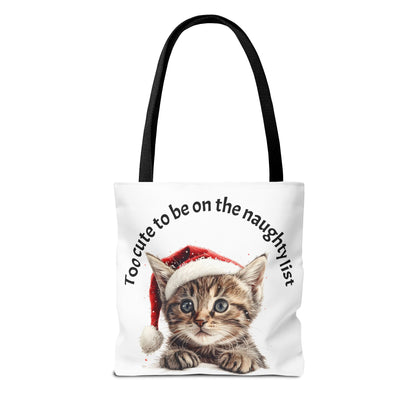 Cat Tote Bag Too cute to be on the naughty list