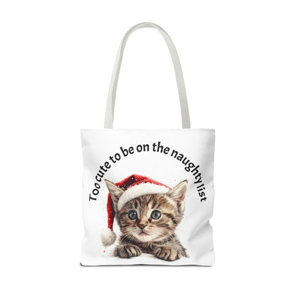Cat Tote Bag Too cute to be on the naughty list