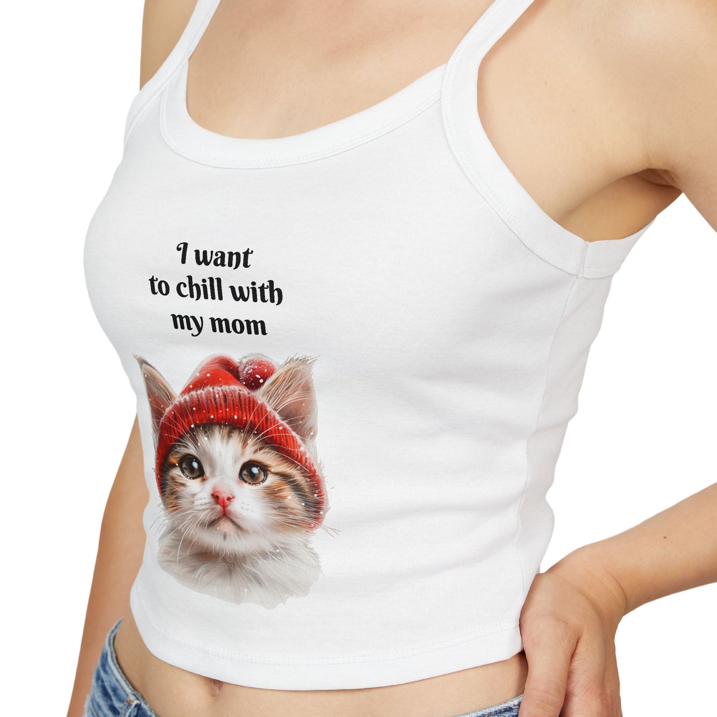 Women's Spaghetti Strap Tank Top Cat Chilling