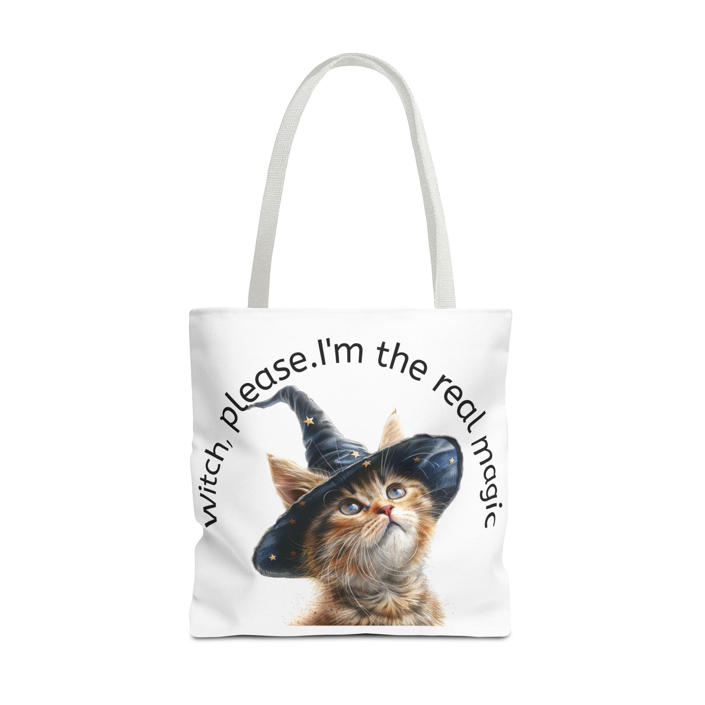 Tote Bag Cat Design with Witch Hat- Cat lovers- Cat moms