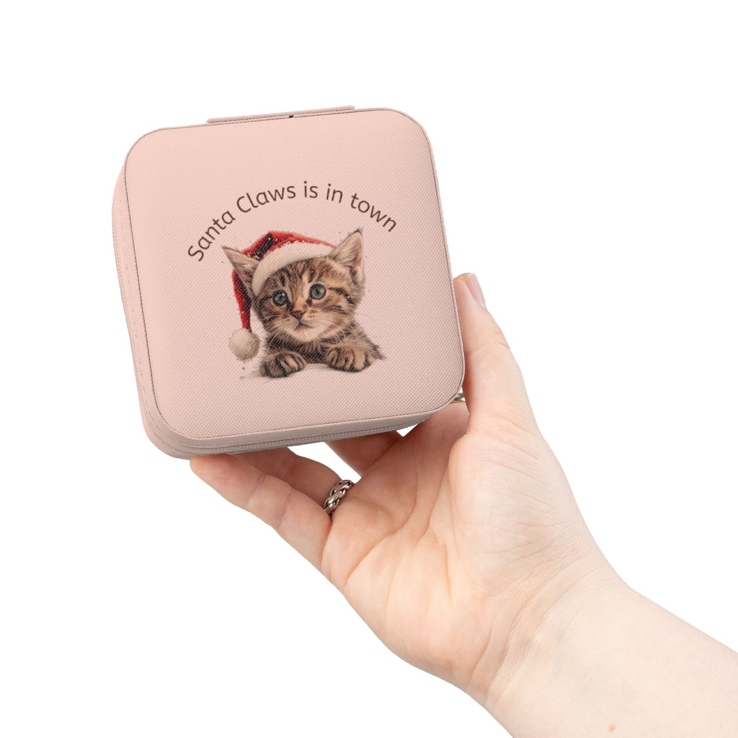 Santa Claw Cat Jewelry Travel Case, Christmas Gift, Cute Organizer, Gift for Cat Lovers, Travel Jewelry Box, Perfect for Special Occasions