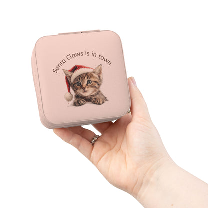 Santa Claw Cat Jewelry Travel Case, Christmas Gift, Cute Organizer, Gift for Cat Lovers, Travel Jewelry Box, Perfect for Special Occasions