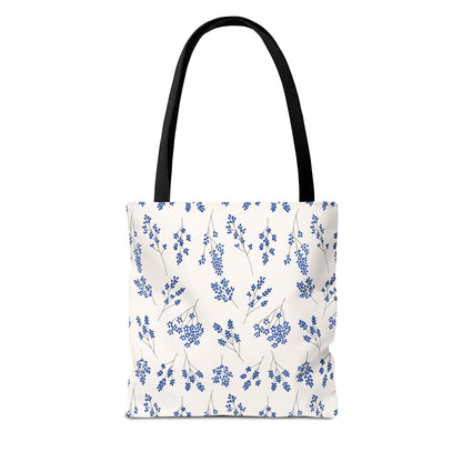 Floral Blue Tote Bag for Women | Durable Tote | Gift for Flower Lovers | Spring Style Bag