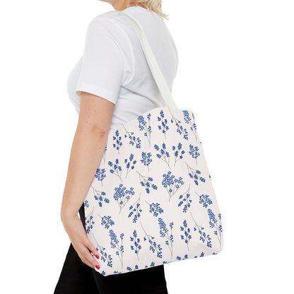 Floral Blue Tote Bag for Women | Durable Tote | Gift for Flower Lovers | Spring Style Bag