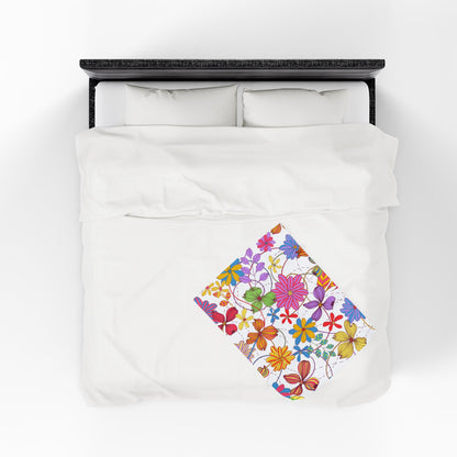 Colourful Floral Mom Plush Blanket, Mother Day, Mom Gift, Cozy Home Decor, Soft Throw for Gift, Blanket for Kids, Flower Pattern Blanket