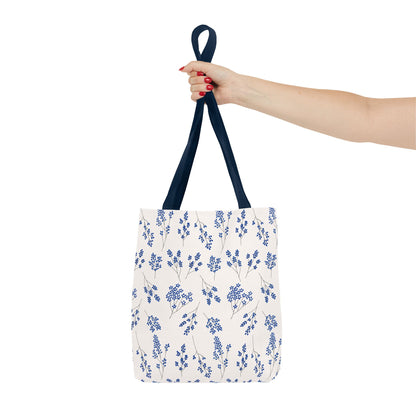 Floral Blue Tote Bag for Women | Durable Tote | Gift for Flower Lovers | Spring Style Bag