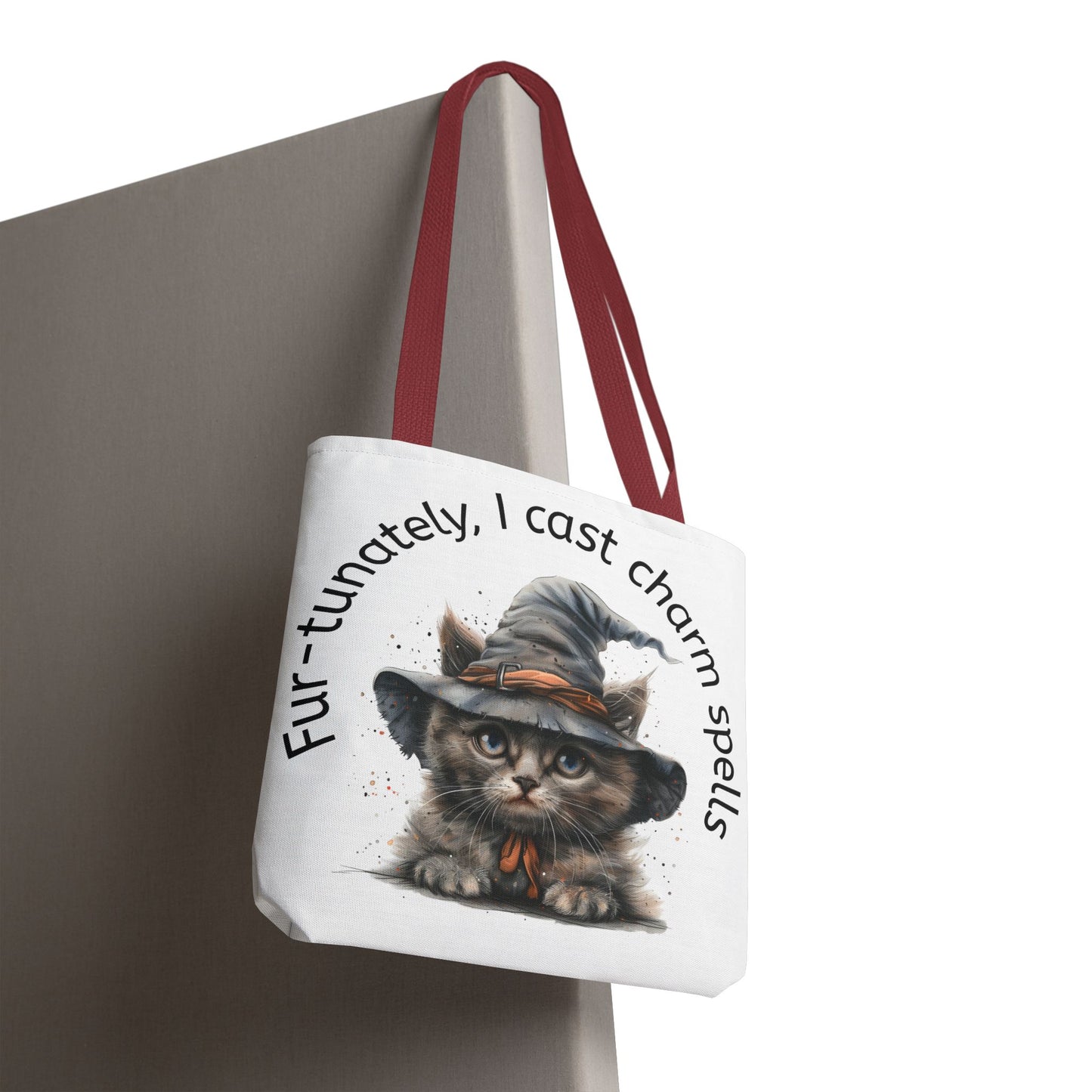 Tote Bag Cat Design with Witch Hat- Cat lovers- Cat moms