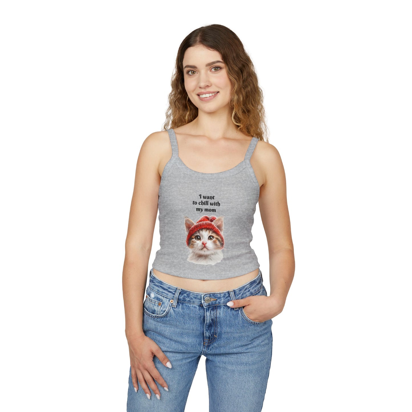 Women's Spaghetti Strap Tank Top Cat Chilling