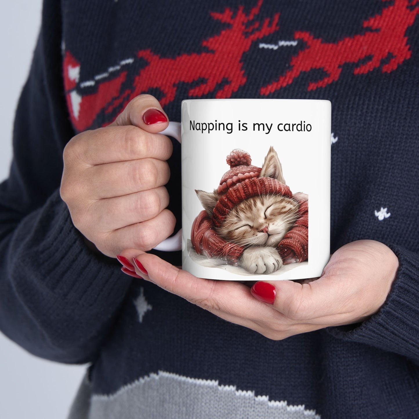 Cat Mug for Cat Lovers / Napping is my Cardio / Cute Cat Sleeping